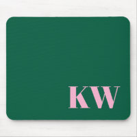 Modern Pink Green Monogram Initials Personalized