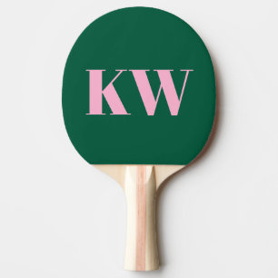Modern Pink Green Monogram Initials Personalized Ping Pong Paddle