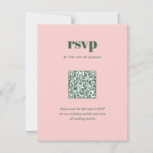 Modern Pink Green Trendy Mix Match Wedding QR Code RSVP Card