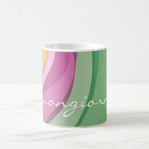 Modern Pink Green Watercolor customized Coffee Mug