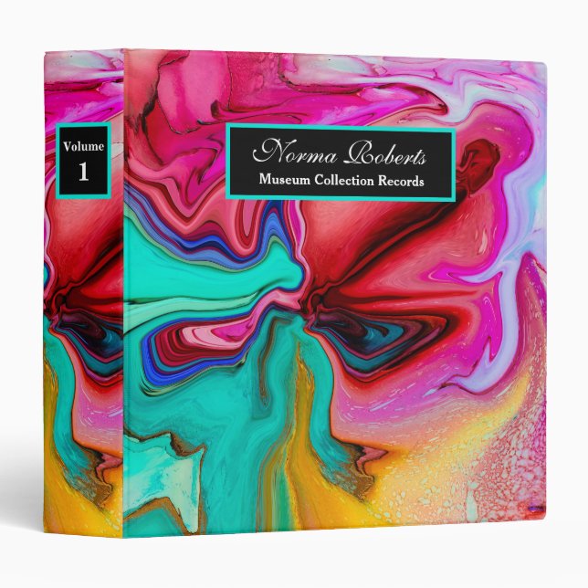Modern Pink Green Watercolor Personalize  Binder (Front/Spine)