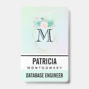 Modern Pink & Green Watercolor Succulents Badge