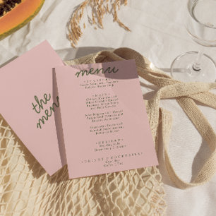 Modern Pink Green Whimsical Summer Fun Wedding Menu