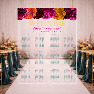 Modern pink green yellow floral  acrylic sign