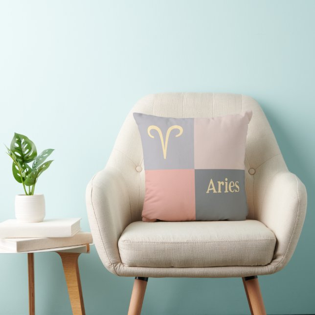 Modern Pink Grey Aries Throw Pillow (Chair)