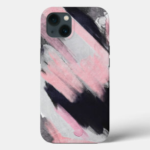 Modern Pink Grey Black Abstract Art iPhone 13 Case