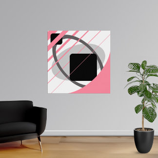Modern Pink Grey Black Off-White Poster