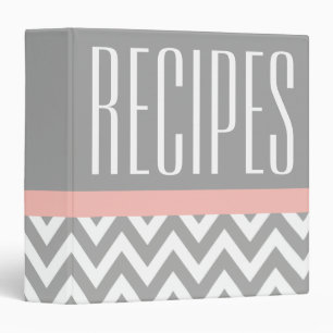 Modern Pink Grey Pattern Recipe Binder