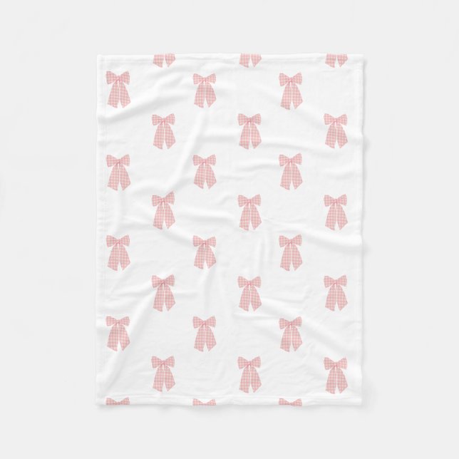 Modern Pink Hair Bow Pattern Fleece Blanket (Front)