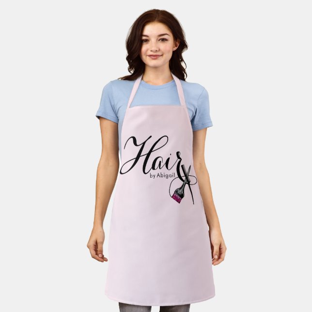 Modern Pink Hair Stylist Apron (Worn)