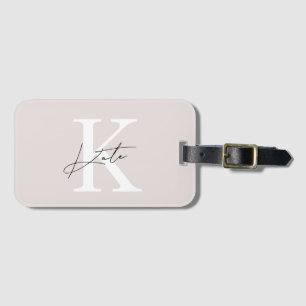 Modern Pink Hand Script Monogram Luggage Tag