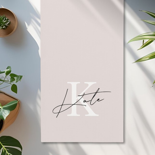 Modern Pink Hand Script Monogram Yoga Mat (Creator Uploaded)