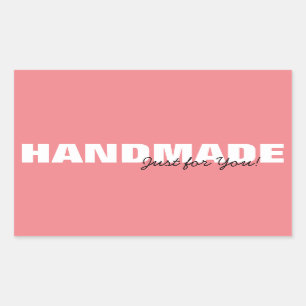 Modern Pink Handmade Just for You Business or Gift Sticker