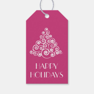 Modern Pink Happy Holidays Christmas  Gift Tags