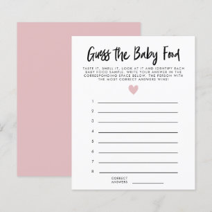 Modern Pink Heart Guess The Baby Food Shower Game