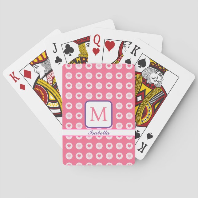 Modern Pink Heart Love Collection Playing Cards (Back)