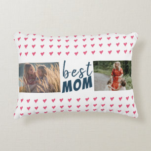 Modern Pink Heart Pattern Best Friends 2 Photo Accent Pillow