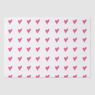 Modern Pink Heart Pattern on White Tissue Paper