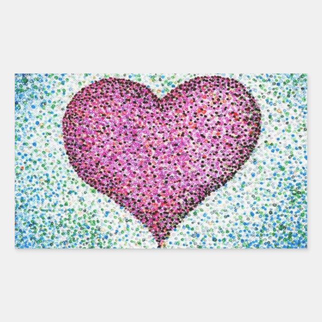 Modern Pink Heart Pointillism Sticker (Front)