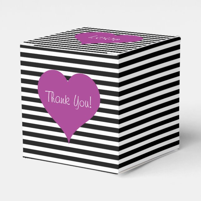 Modern Pink Heart Thank You Favor Box (Front Side)