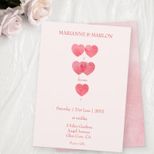 Modern Pink Hearts '2 become 1' Wedding