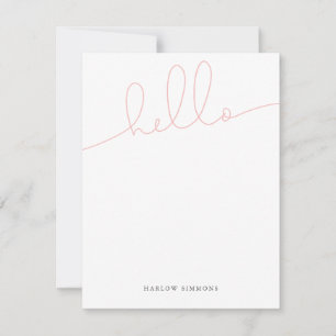 Modern Pink HELLO Script Card
