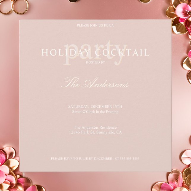 Modern Pink Holiday Cocktail Christmas Party Invitation (Creator Uploaded)