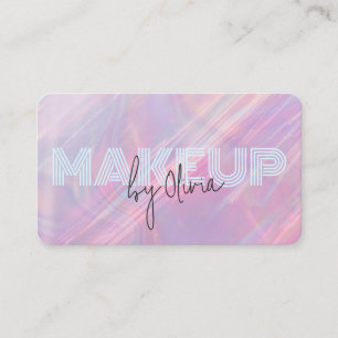 Modern Pink Holographic Opal Stone Business Card