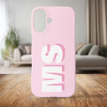 Modern Pink Initial Monogram iPhone 16 Case<br><div class="desc">Create your own personalized iPhone Case with custom initial name in modern typography. Available in a variety of colours and styles.</div>