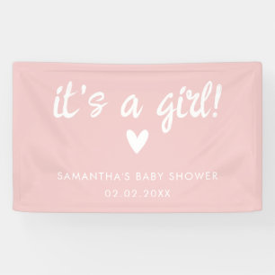Modern Pink it's a girl Baby Shower Banner