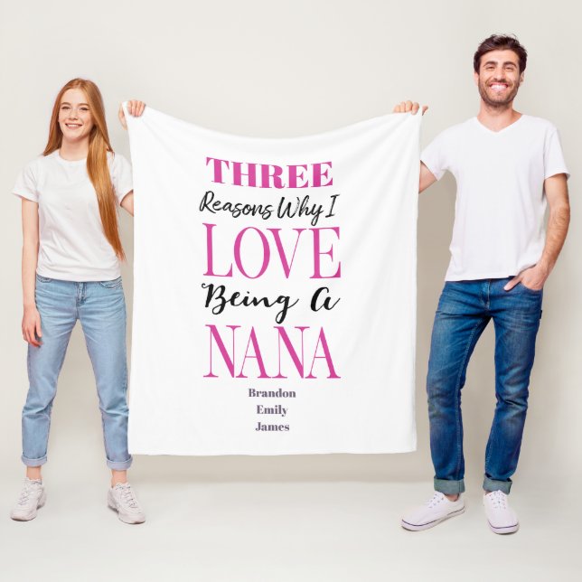 Modern Pink Keepsake Grandchildren Nana Fleece Blanket (In Situ)
