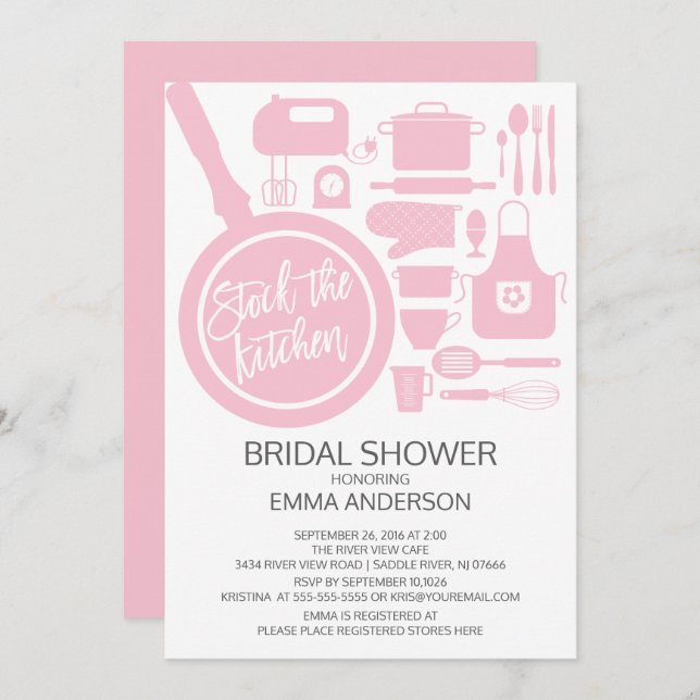 Modern Pink Kitchen Bridal Shower Invitation (Front/Back)