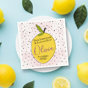 Modern Pink Lemonade 1st Birthday Napkin
