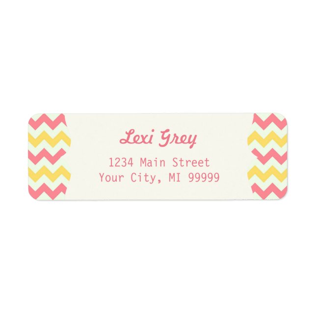 Modern Pink Lemonade Chevron Address (Front)