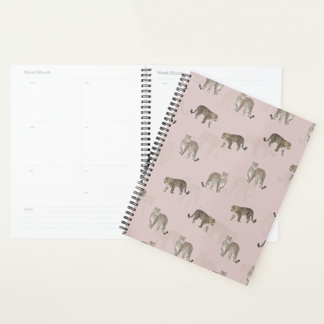Modern Pink Leopard Jungle Animals Planner (Display)