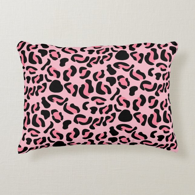Modern Pink Leopard Pattern Animal Accent Pillow (Front)