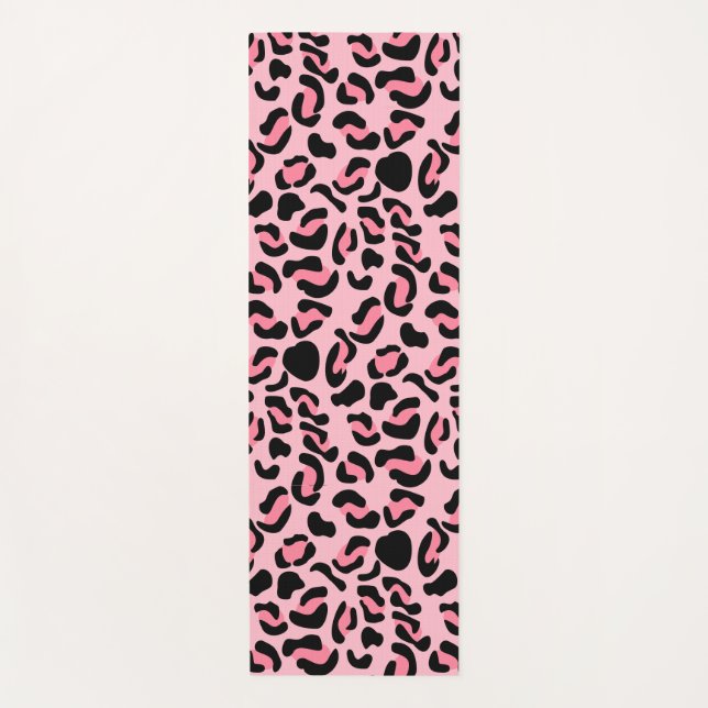 Modern Pink Leopard Pattern Animal Yoga Mat (Front)