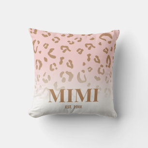 Modern Pink Leopard Pattern Personalized Mimi Throw Pillow