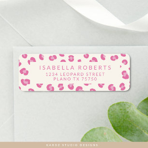 Modern Pink Leopard Print Chic Address Labels