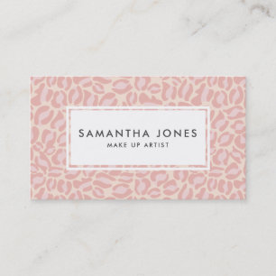 Modern Pink Leopard Print Make Up Artist Business Card