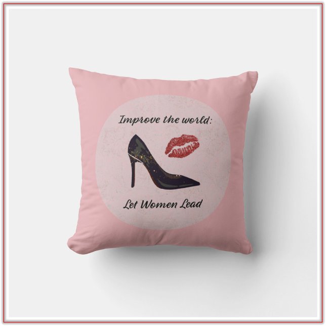 Modern Pink Let Women Lead Throw Pillow (Creator Uploaded)