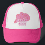 Modern Pink Let's Go Girls Cowboy Hat Rodeo<br><div class="desc">Modern pink cowboy hat with peachy stars design,  perfect for your rodeo,  country and western wild west party with the girls. Pink cowgirl hat bachelorette party trucker hat.</div>