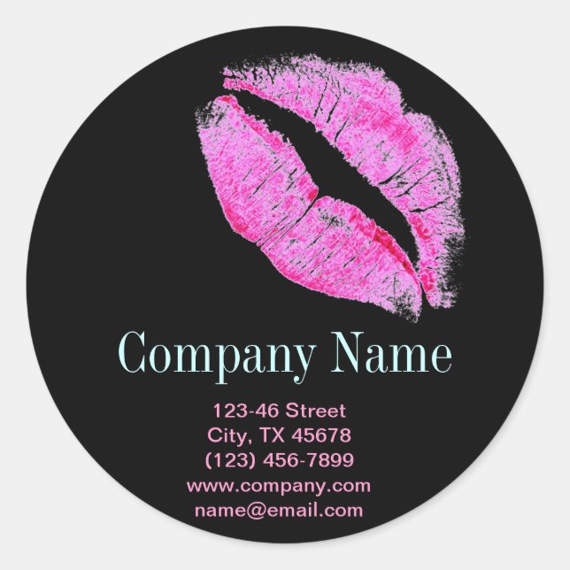 modern pink lips Makeup Artist cosmetologist Classic Round Sticker (Front)