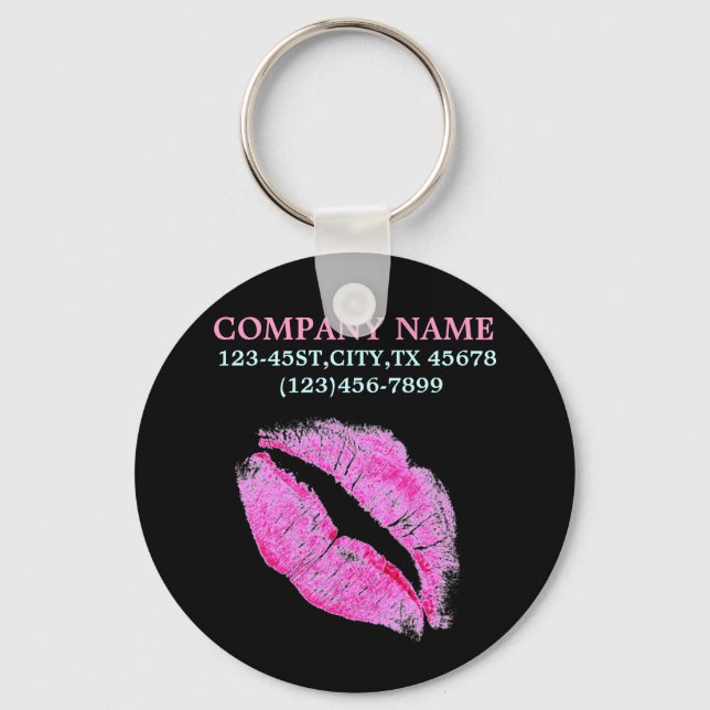 modern pink lips Makeup Artist cosmetologist Keychain (Front)