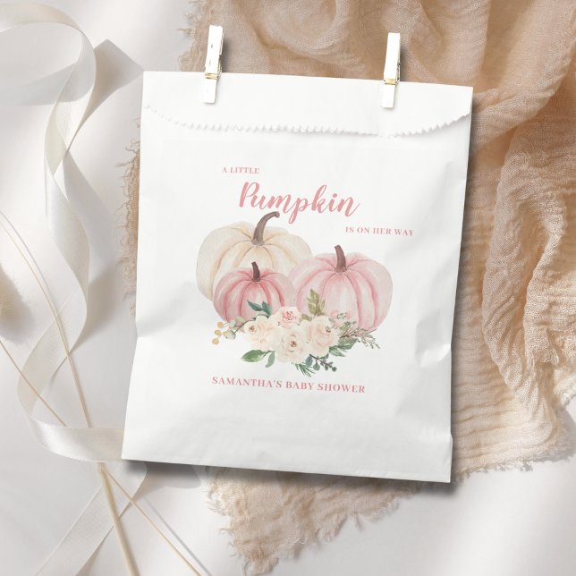 Modern Pink Little Pumpkin Baby Shower  Favour Bag (Creator Uploaded)
