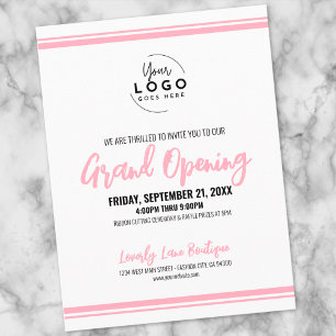 Modern Pink Logo Business Grand Opening Postcard