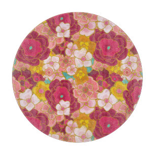 Modern Pink & Magenta Floral Pattern for Her Cutting Board
