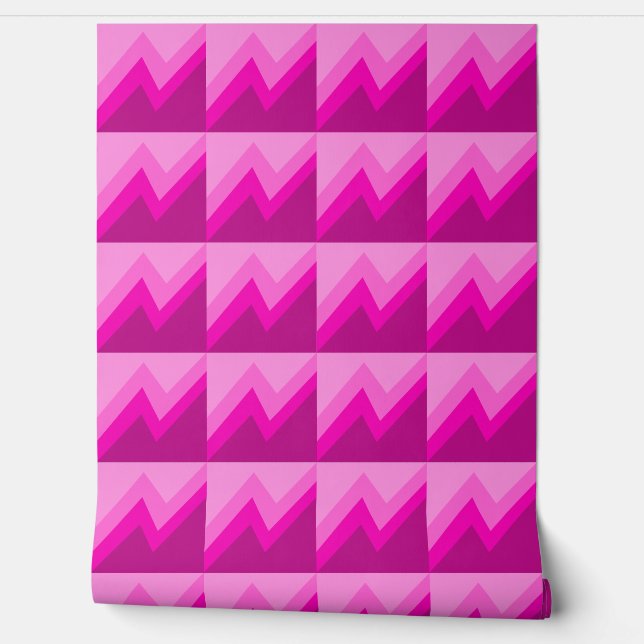 Modern Pink & Magenta Zig-Zag Wallpaper  (Unrolling)