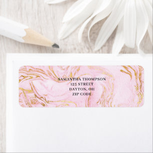 Modern Pink Marble Gold Glitter 