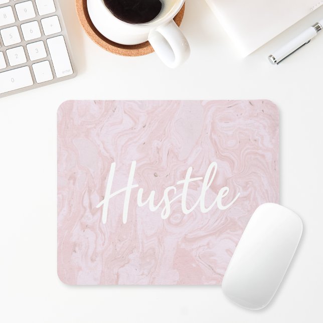 Modern Pink Marble Hustle Mouse Pad (Creator Uploaded)